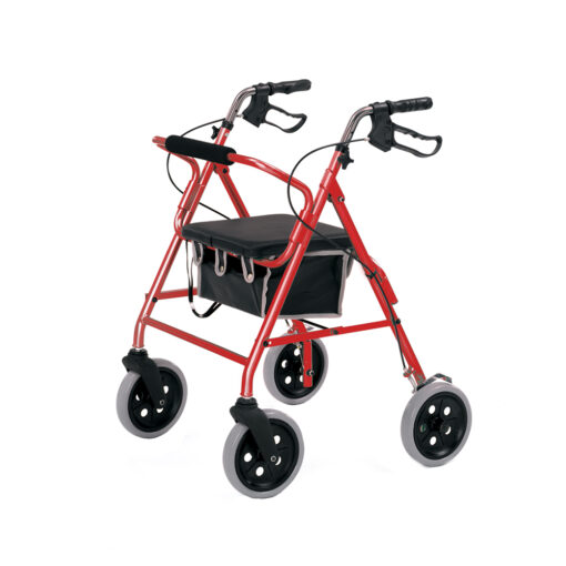 2463 : Lightweight 4 Wheel Rollator - Bright Red - ExDemo